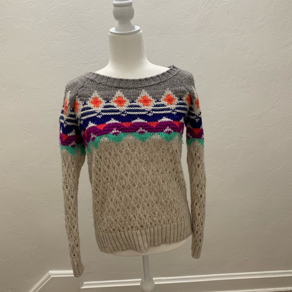 American Eagle Eyelet Colorful Sweater